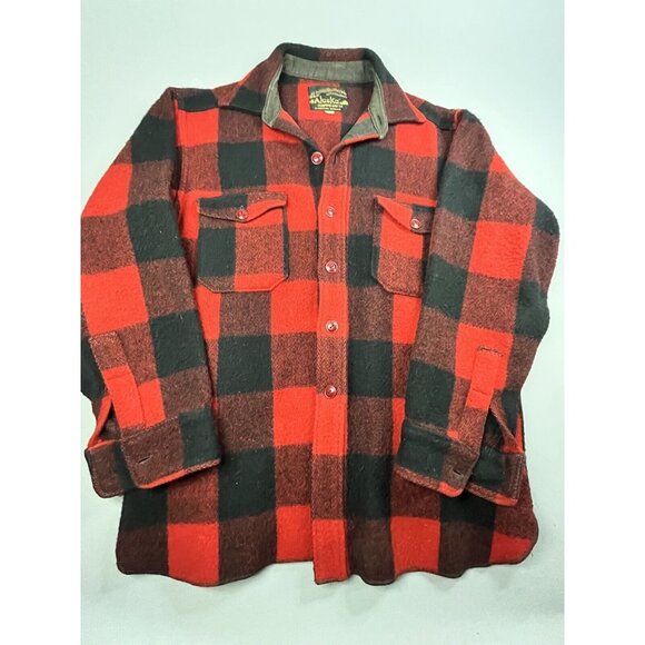 Alaska Sleeping Bag Co. Heavy Plaid Jacket Mackinaw Red Men's 17 XL Vintage